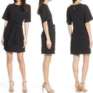 NWT Chelsea28 Casual Short Tie Waist Shift Black Mini Dress - Size Small